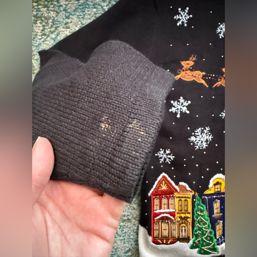 Vintage Basic Editions embroidered Santa holiday cardigan sweater, size XL - Picture 10 of 16